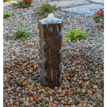 Real Stone Fountains ABBC920 Basalt Fountain Kit - Carved Stripe Fountain Blue Thumb